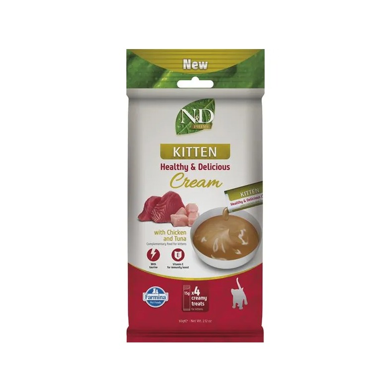 Pamlsok Farmina Creamy N&D Prime Cat with Chicken & Tuna Kitten 60 g